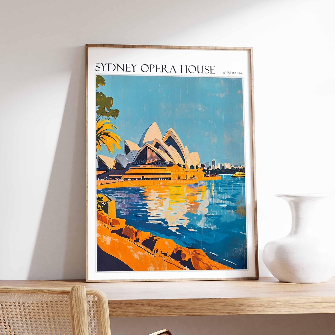 Sydney Opera House Australia Golden Sunset Reflections Harbor View Poster