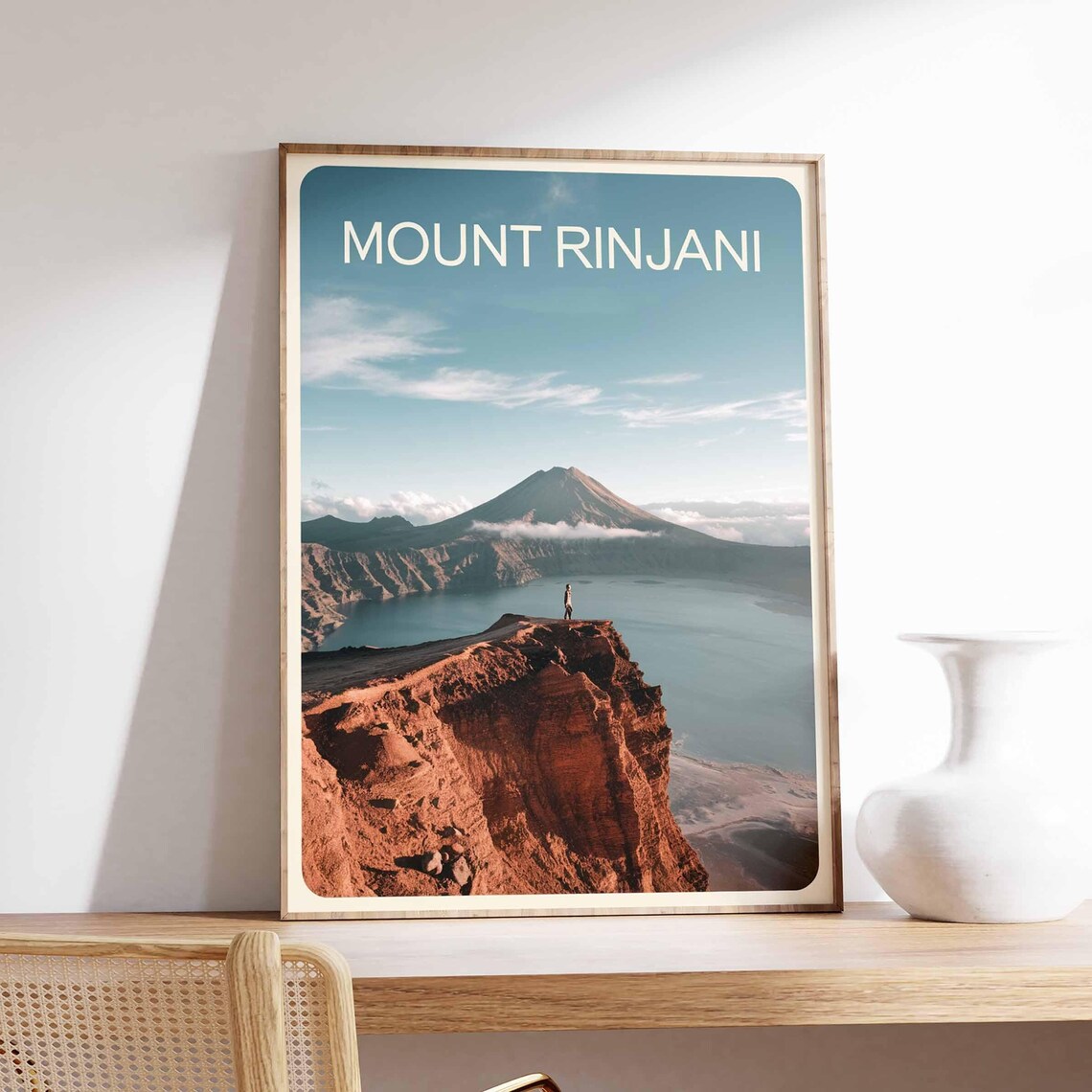 Mount Rinjani Indonesia Volcano Crater Lake Adventure Travel Poster