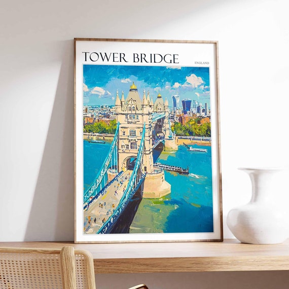 Tower Bridge Poster Tower Bridge Travel Print British Decor United Kingdom Travel Poster England Gift England Travel Poster