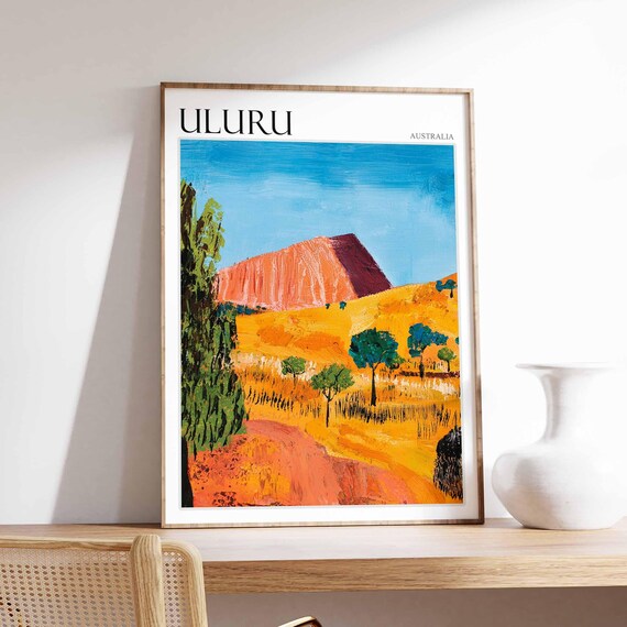 Uluru Australia Golden Outback Impressionist Brushwork Travel Poster