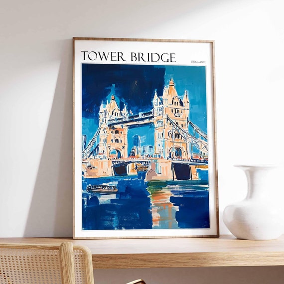 Tower Bridge Poster Tower Bridge Travel Print British Decor United Kingdom Travel Poster England Gift England Travel Poster