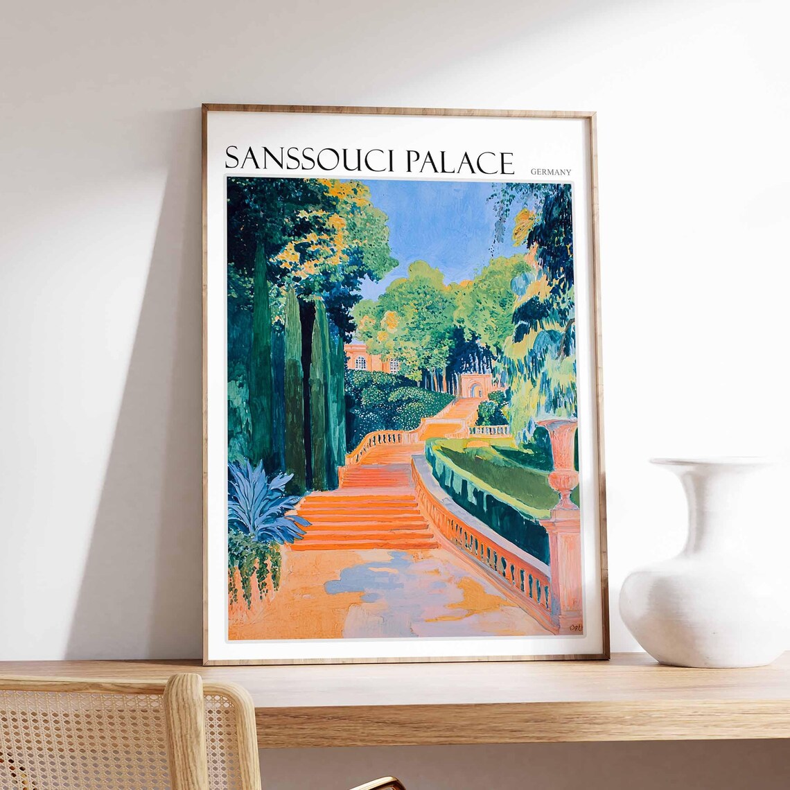 Sanssouci Palace Orange Steps Terraced Gardens Germany Travel Poster