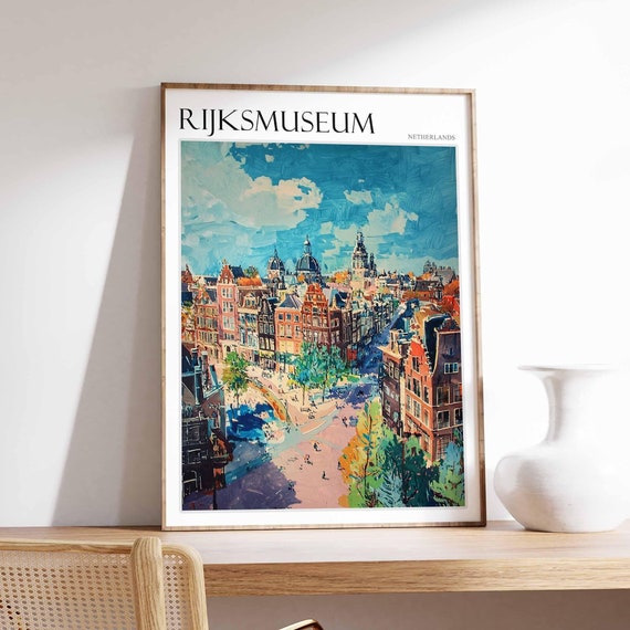 Rijksmuseum Poster Rijksmuseum Travel Print Netherlands Travel Poster Botanical Decor European Travel Print Netherlands Gift