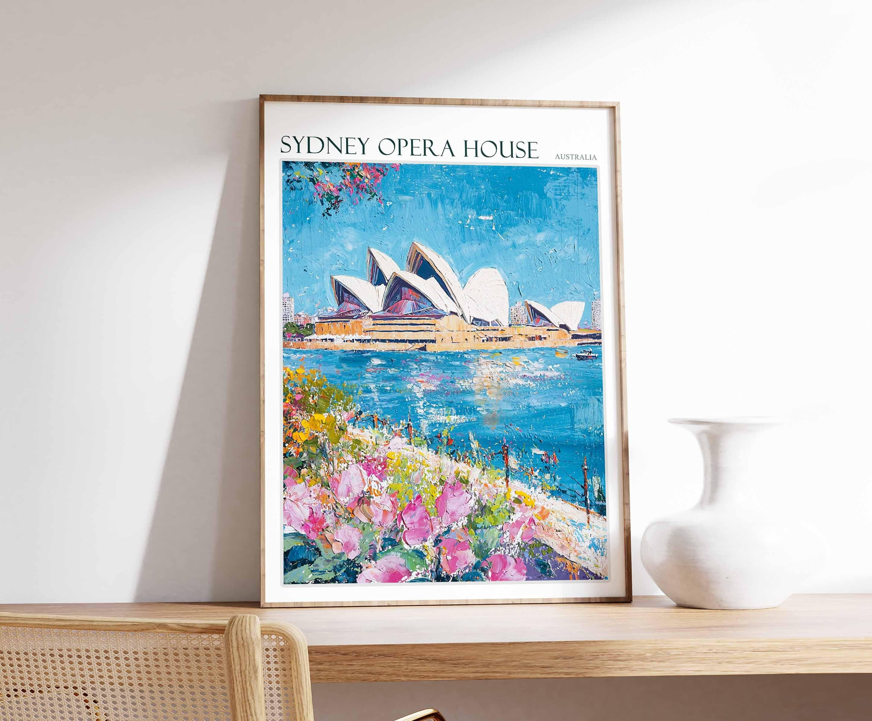Sydney Opera House Australia Painterly Harbour Pink Blooms Poster