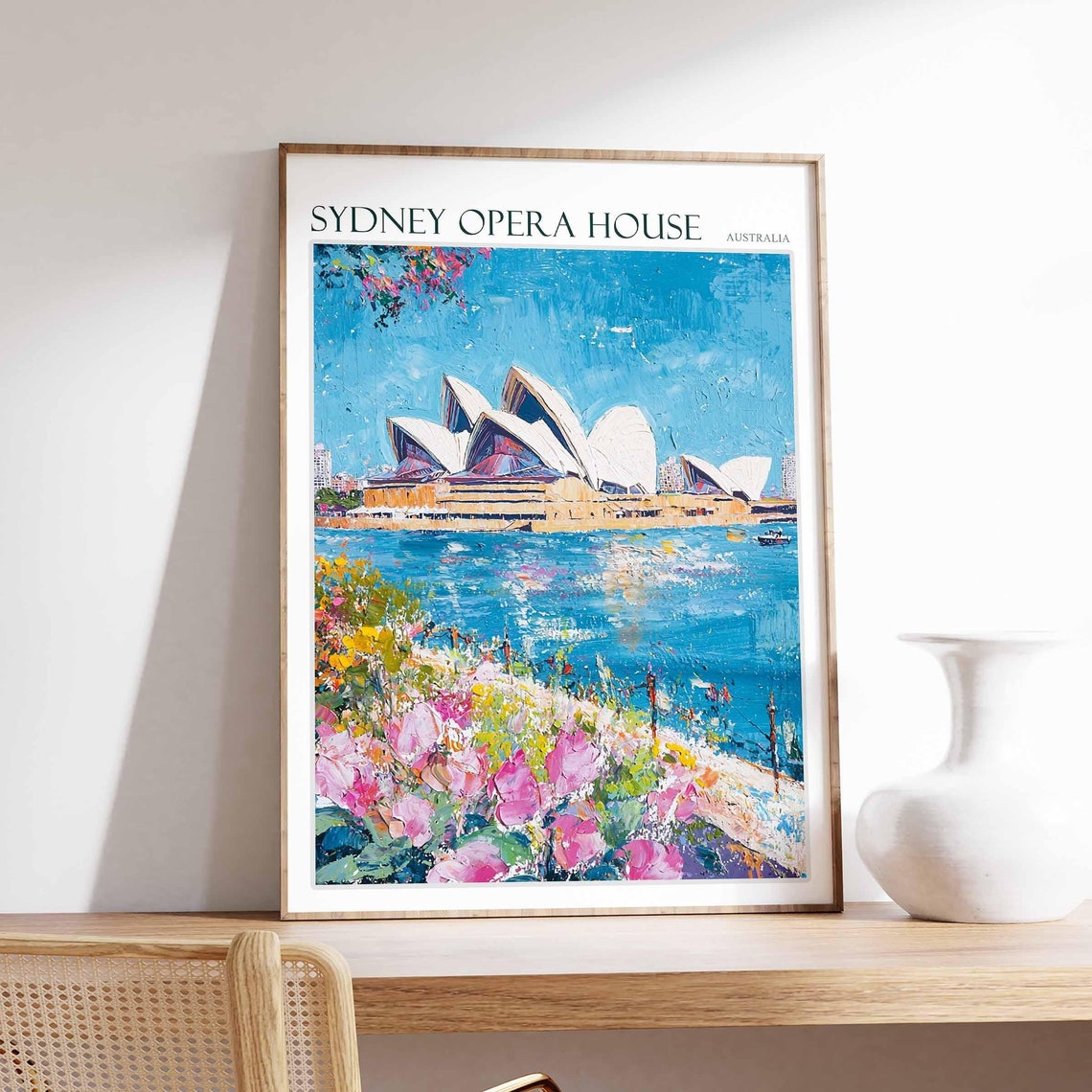 Sydney Opera House Australia Painterly Harbour Pink Blooms Poster
