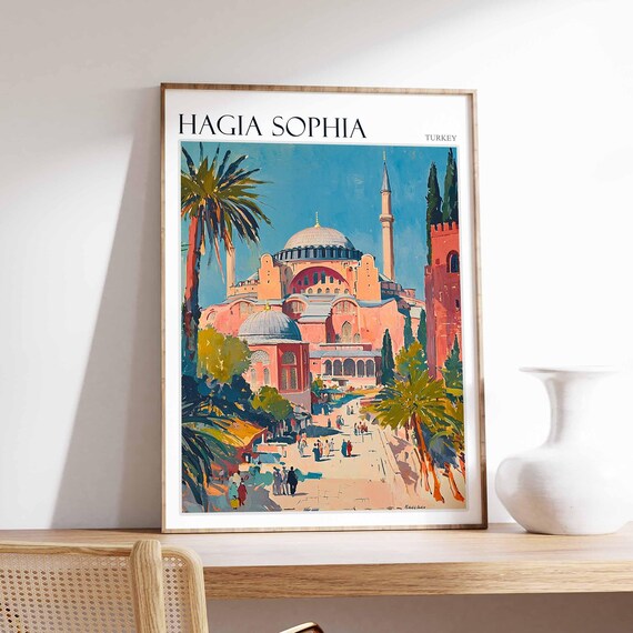 Hagia Sophia Poster Turkey Travel Print Islamic Wall Art Tropical Decor Botanical Print Turkey Gift Hagia Sophia Wall Art
