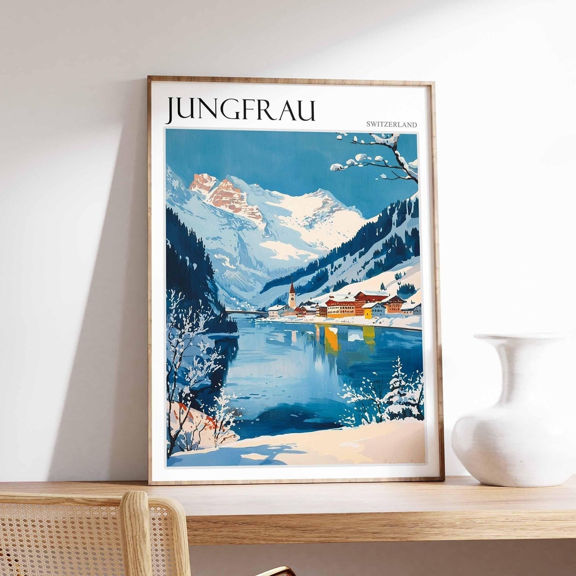 Jungfrau Poster Switzerland Travel Print Swiss Decor Europe Travel Poster European Wall Art Jungfrau Gift Jungfrau Travel Poster