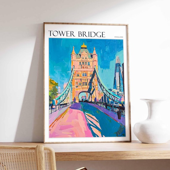 Tower Bridge Poster Tower Bridge Travel Print British Decor United Kingdom Travel Poster England Gift England Travel Poster