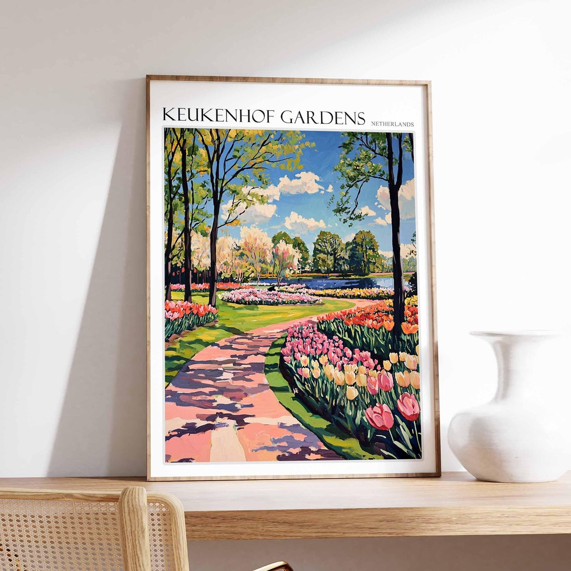Keukenhof Gardens Poster Keukenhof Gardens Travel Print Netherlands Travel Poster Botanical Decor European Travel Print