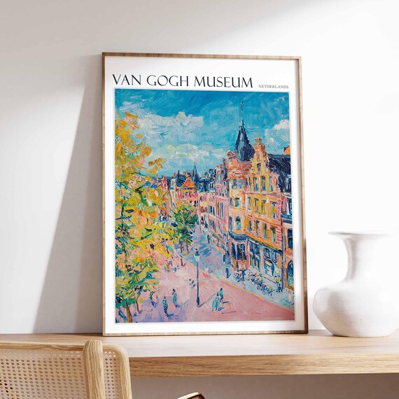Van Gogh Museum Poster Van Gogh Museum Travel Print Netherlands Travel Poster Botanical Decor European Travel Print Netherlands Gift