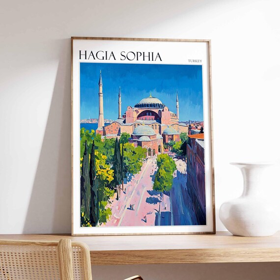 Hagia Sophia Poster Turkey Travel Print Islamic Wall Art Tropical Decor Botanical Print Turkey Gift Hagia Sophia Wall Art
