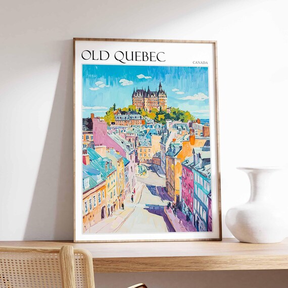 Old Quebec Poster Old Quebec Travel Print Canada Wall Art Canadian Travel Print Tropical Decor City Print Canada Gift