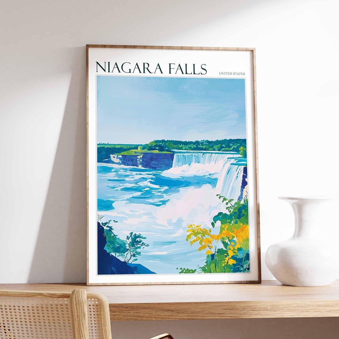 Niagara Falls Poster Niagara Falls Travel Print United States Travel Poster Travel Art Travel Poster United States Wall Art