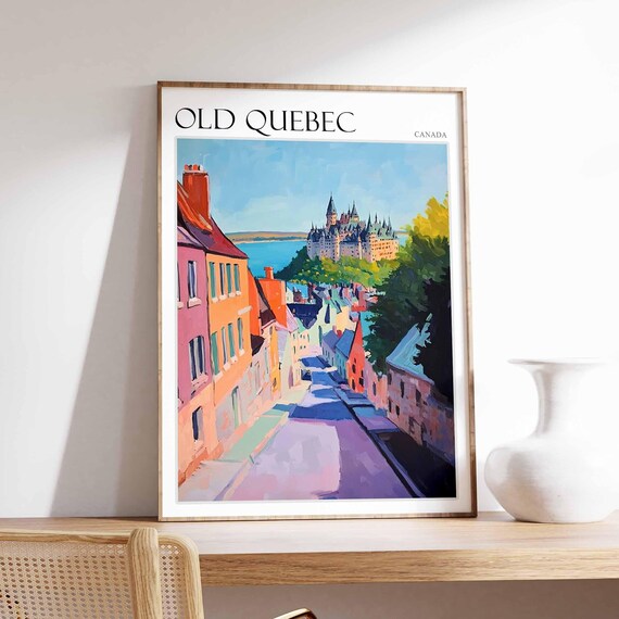 Old Quebec Poster Old Quebec Travel Print Canada Wall Art Canadian Travel Print Tropical Decor City Print Canada Gift