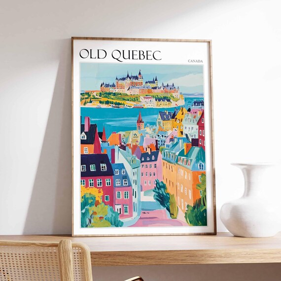 Old Quebec Poster Old Quebec Travel Print Canada Wall Art Canadian Travel Print Tropical Decor City Print Canada Gift