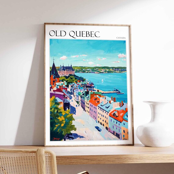 Old Quebec Poster Old Quebec Travel Print Canada Wall Art Canadian Travel Print Tropical Decor City Print Canada Gift