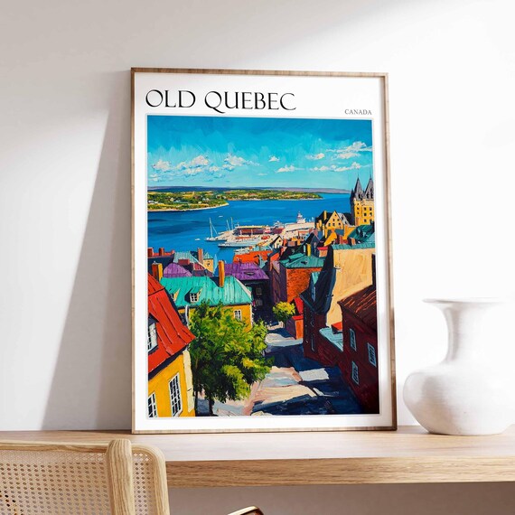 Old Quebec Poster Old Quebec Travel Print Canada Wall Art Canadian Travel Print Tropical Decor City Print Canada Gift