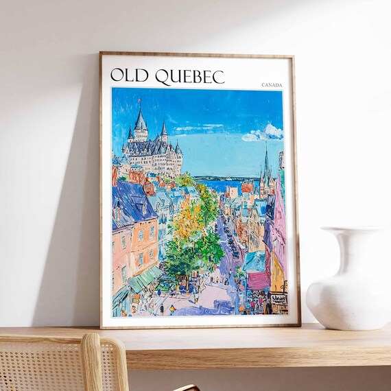 Old Quebec Poster Old Quebec Travel Print Canada Wall Art Canadian Travel Print Tropical Decor City Print Canada Gift