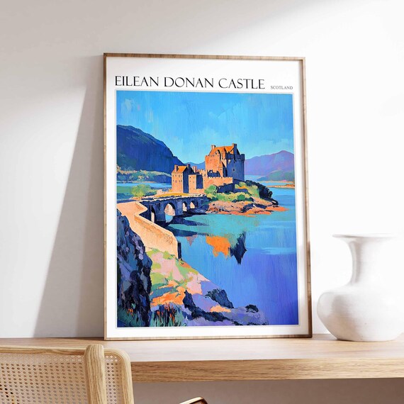 Eilean Donan Castle Poster Eilean Donan Castle Travel Print Scotland Travel Poster Tropical Decor United Kingdom Travel Print