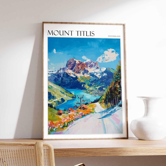 Mount Titlis Poster Mount Titlis Travel Print Swiss Decor Europe Travel Poster European Wall Art Switzerland Wall Art Mountain Poster