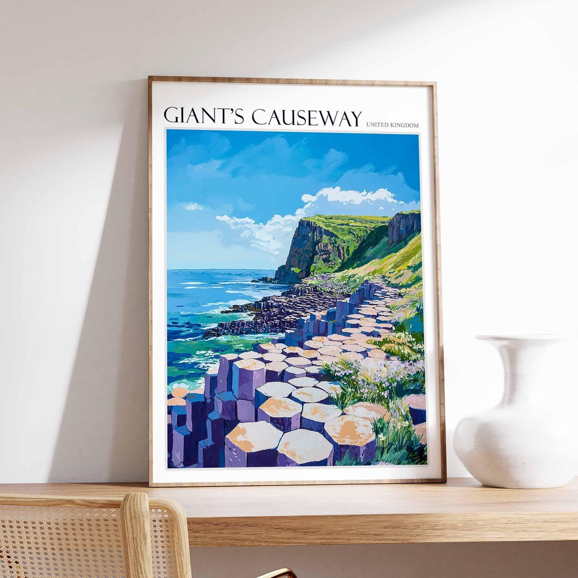 Giants Causeway Poster England Travel Print Giants Causeway Travel Art Giants Causeway Wall Art England Travel Giants Causeway Art