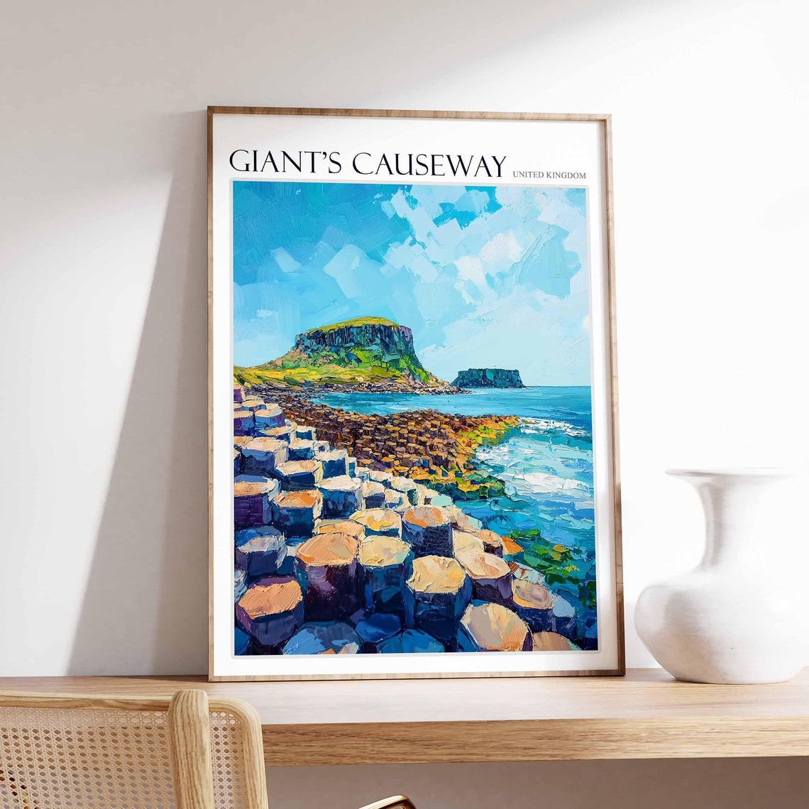 Giants Causeway Poster England Travel Print Giants Causeway Travel Art Giants Causeway Wall Art England Travel Giants Causeway Art