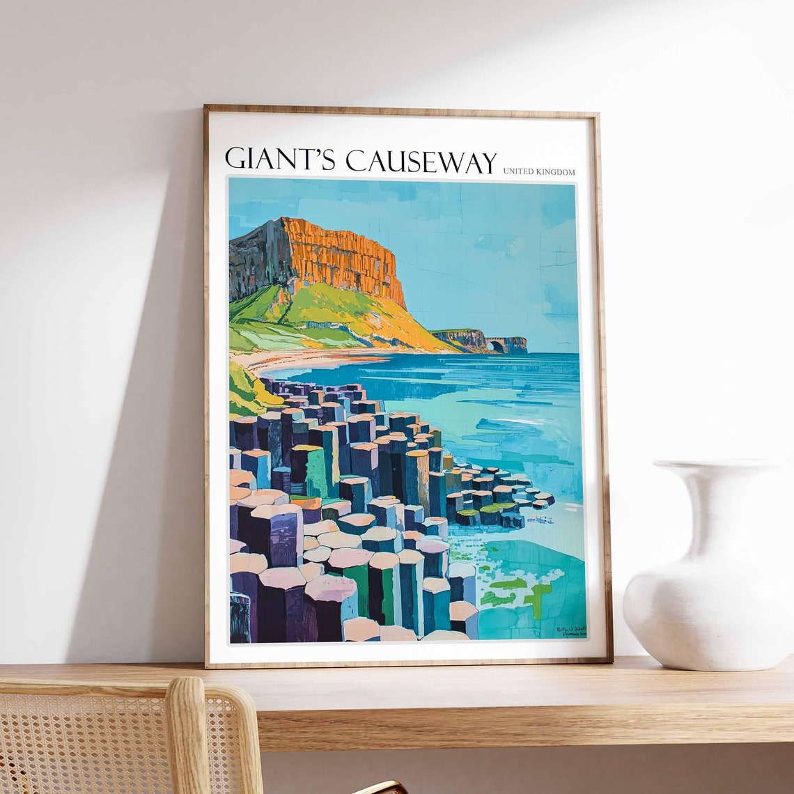 Giants Causeway Poster England Travel Print Giants Causeway Travel Art Giants Causeway Wall Art England Travel Giants Causeway Art