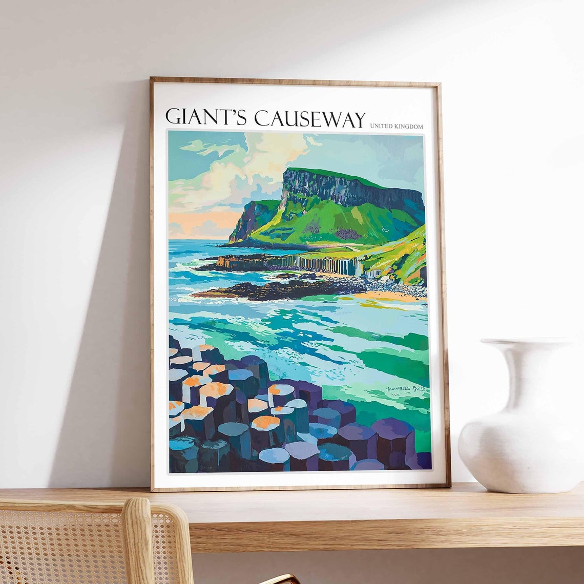 Giants Causeway Poster England Travel Print Giants Causeway Travel Art Giants Causeway Wall Art England Travel Giants Causeway Art