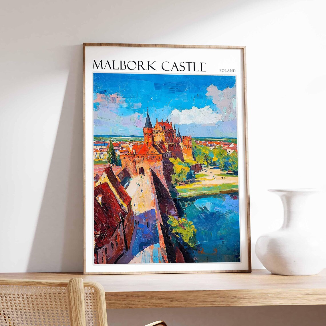 Malbork Castle Poland Riverside Red Brick Tower Old Town Art Poster