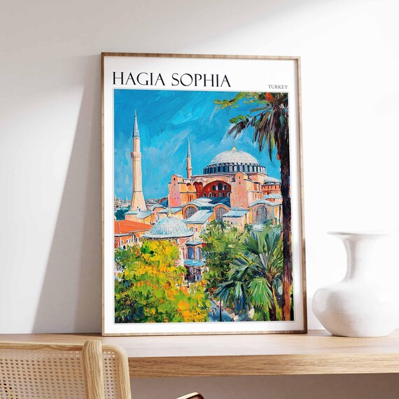 Hagia Sophia Poster Turkey Travel Print Islamic Wall Art Tropical Decor Botanical Print Turkey Gift Hagia Sophia Wall Art