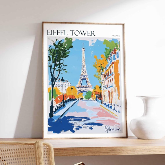 Eiffel Tower Poster Eiffel Tower Travel Print France Wall Art French Travel Print European Decor Paris Gift Paris Travel Poster