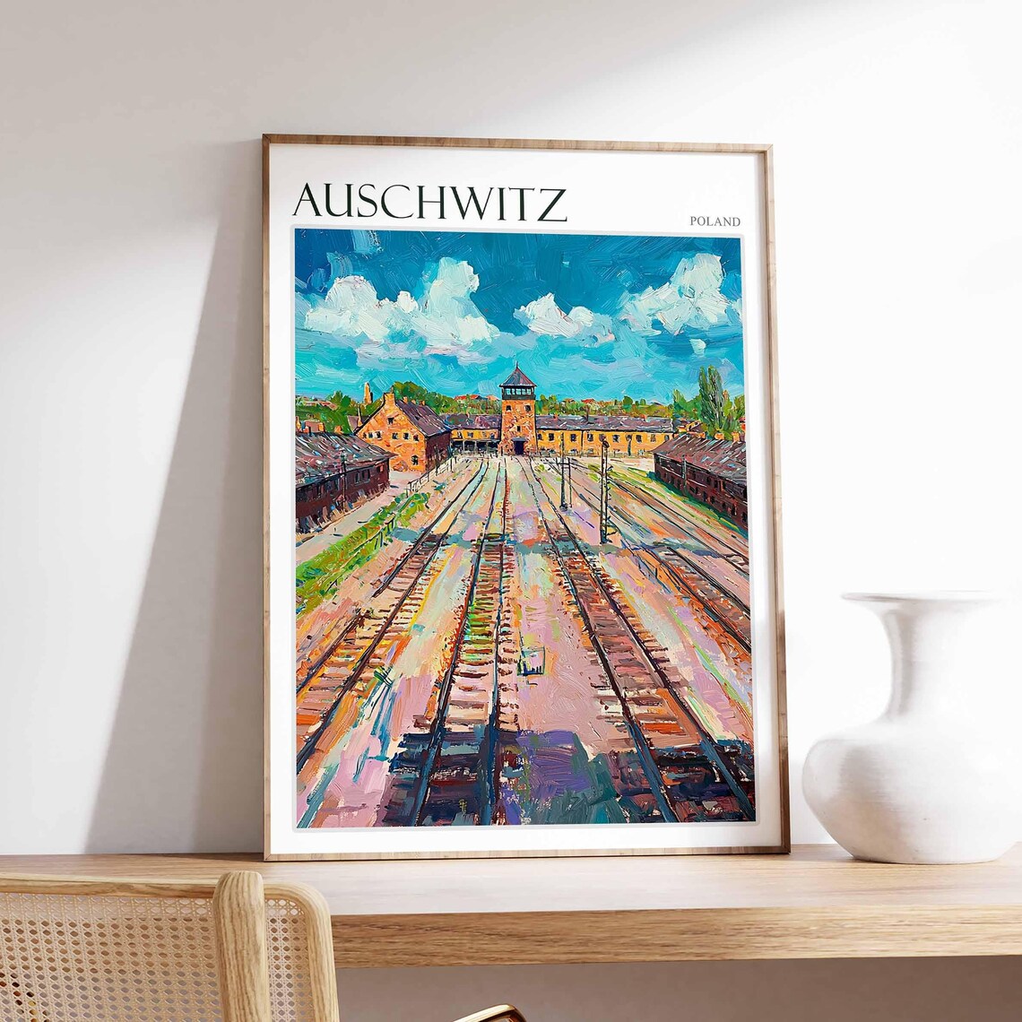 Auschwitz Travel Poster, Poland Wall Art Print
