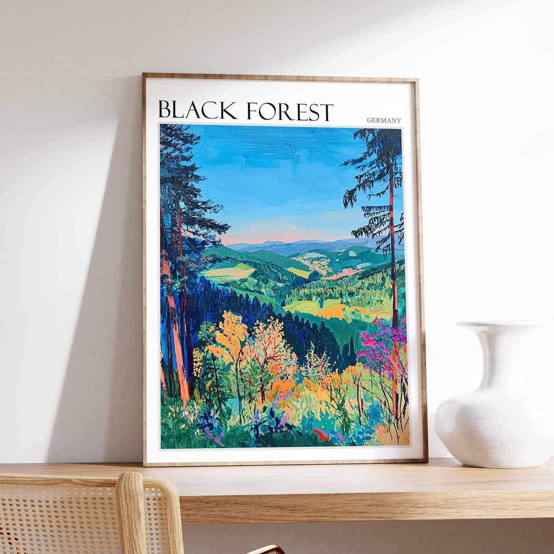 Black Forest Germany Autumn Sunset Over Colorful Valley Poster