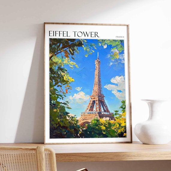 Eiffel Tower Poster Eiffel Tower Travel Print France Wall Art French Travel Print European Decor Paris Gift Paris Travel Poster