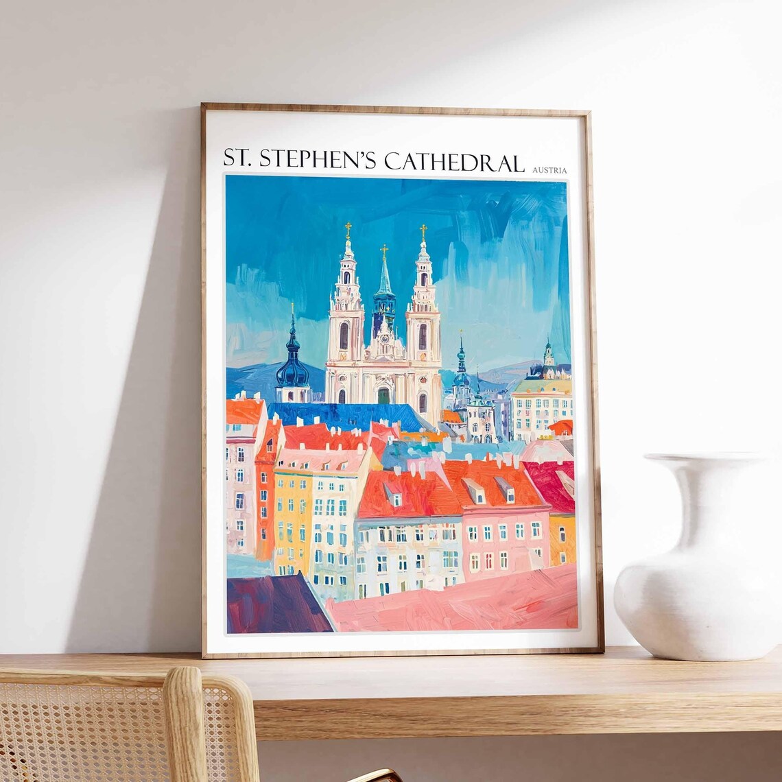 St. Stephen's Cathedral Twin Spires Austria Cityscape Travel Poster