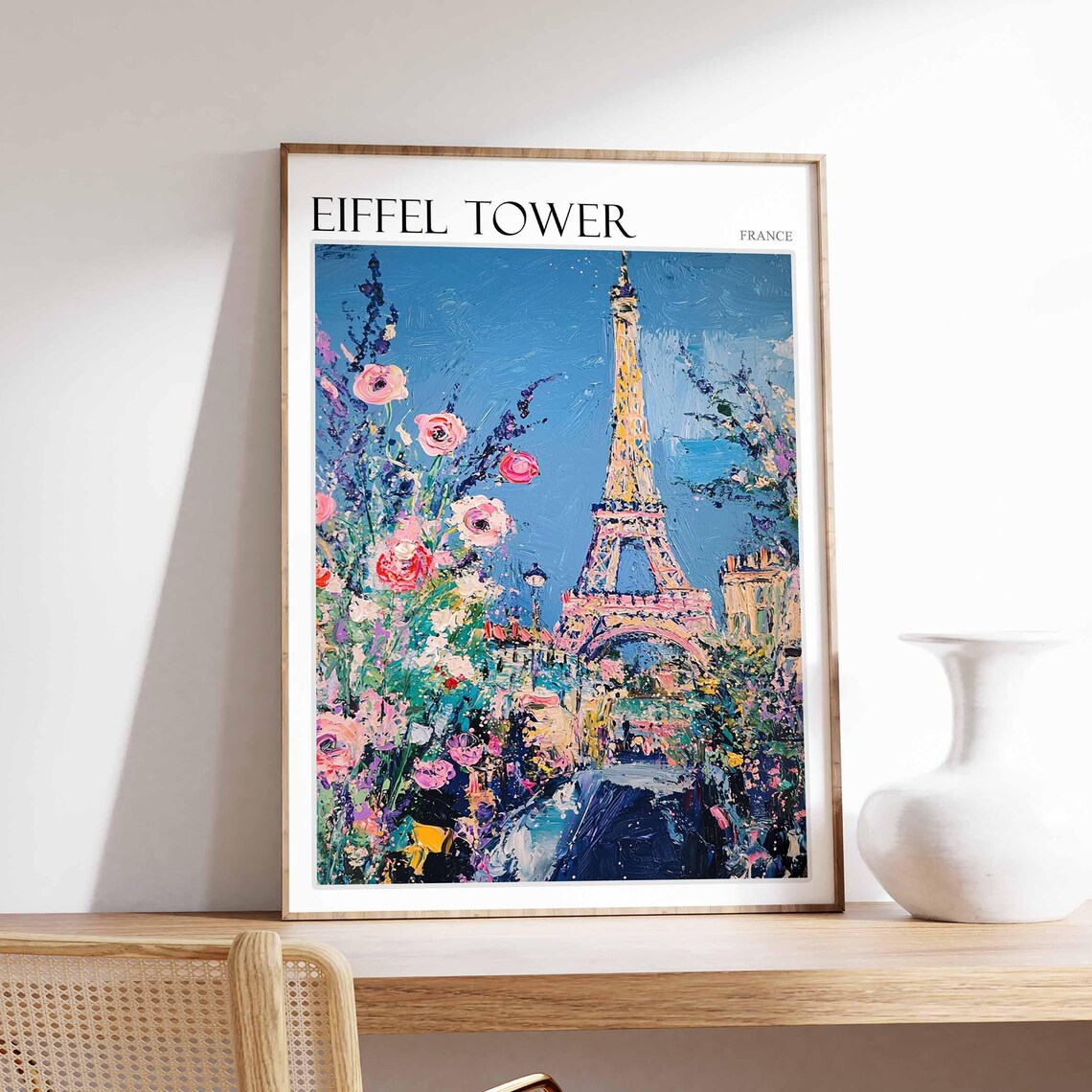 Eiffel Tower Poster Eiffel Tower Travel Print France Wall Art French Travel Print European Decor Paris Gift Paris Travel Poster
