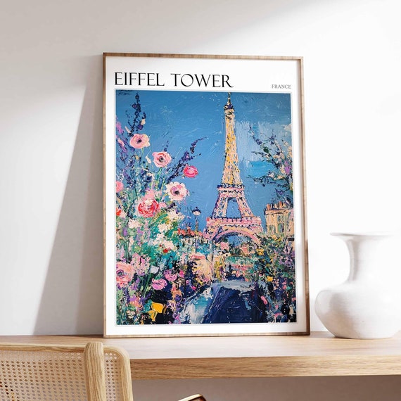 Eiffel Tower Poster Eiffel Tower Travel Print France Wall Art French Travel Print European Decor Paris Gift Paris Travel Poster