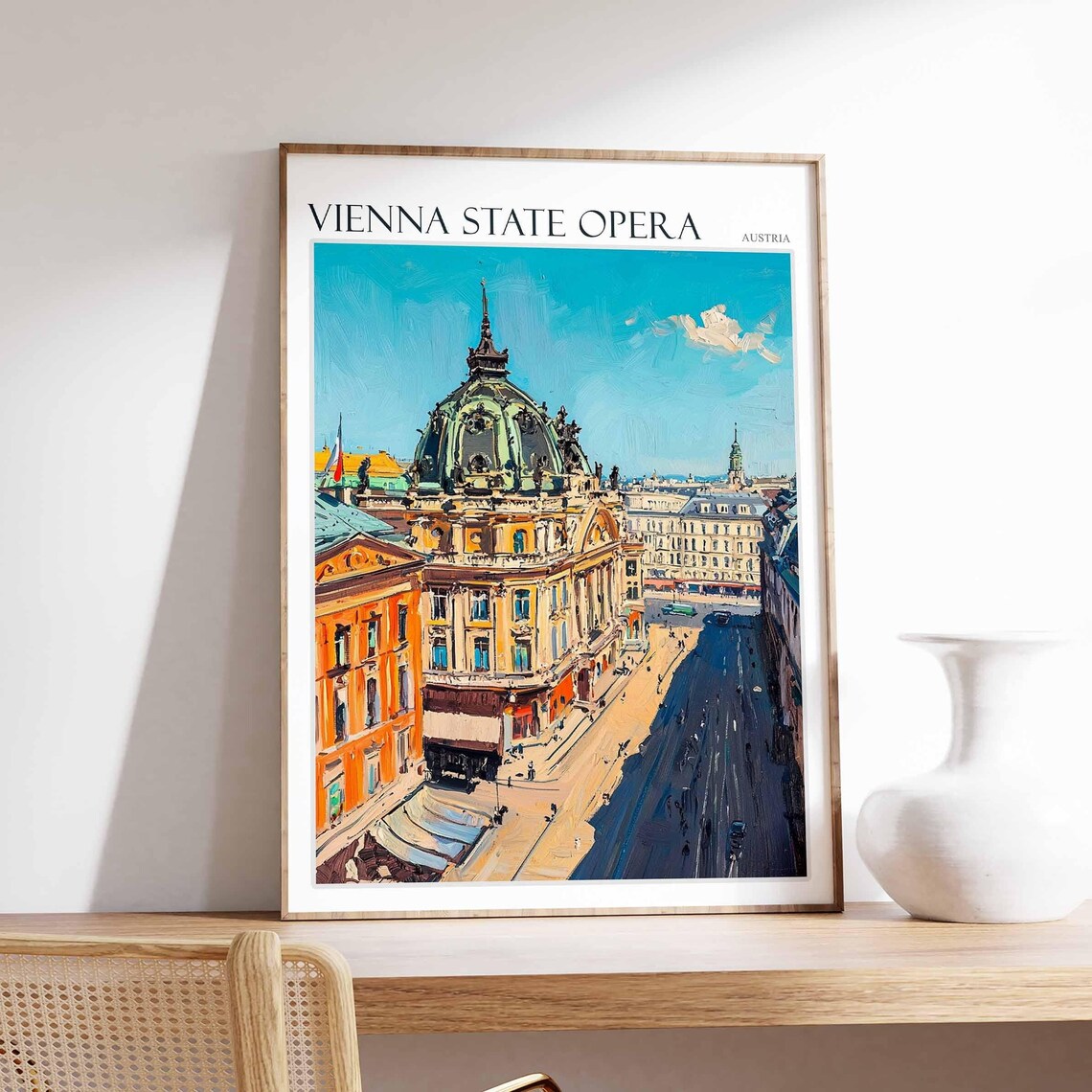 Vienna State Opera Austria Poster Domed Landmark City Street Scene
