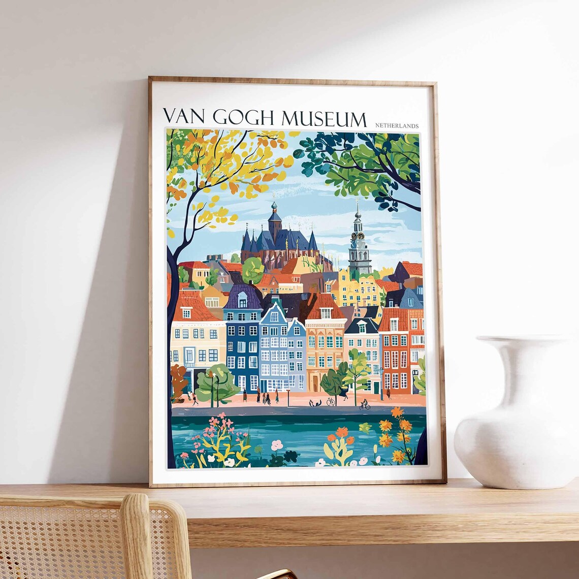 Van Gogh Museum Netherlands Riverside Old Town Painting Poster