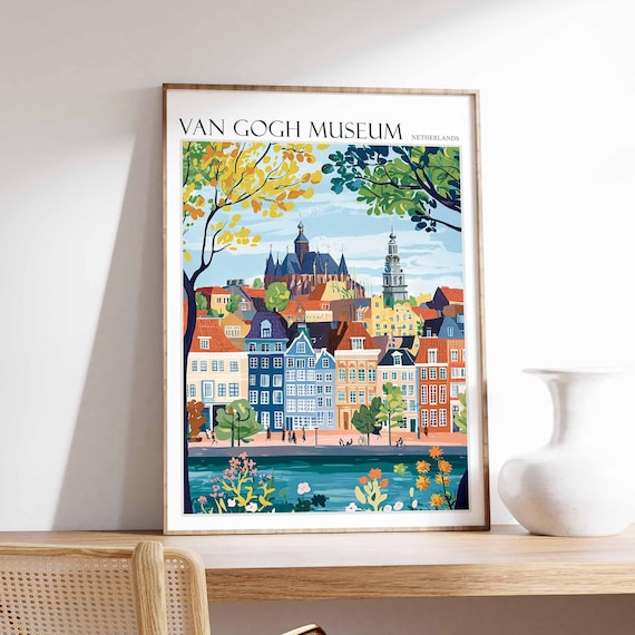 Van Gogh Museum Netherlands Riverside Old Town Painting Poster