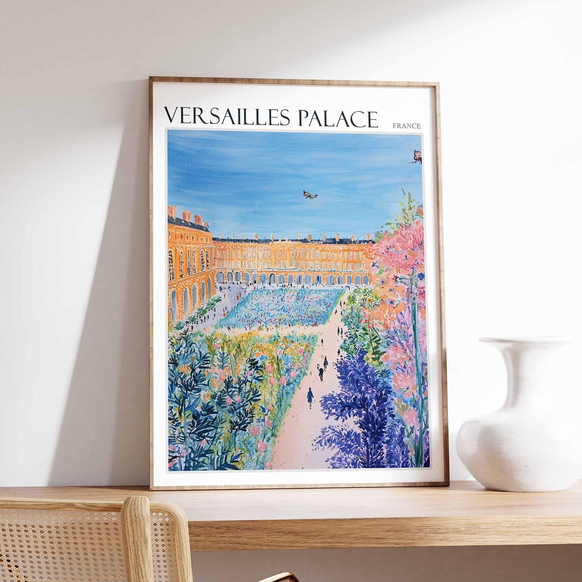Versailles Palace France Poster Courtyard Garden Butterflies Sky View