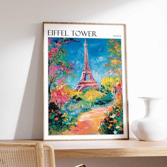 Eiffel Tower Poster Eiffel Tower Travel Print France Wall Art French Travel Print European Decor Paris Gift Paris Travel Poster