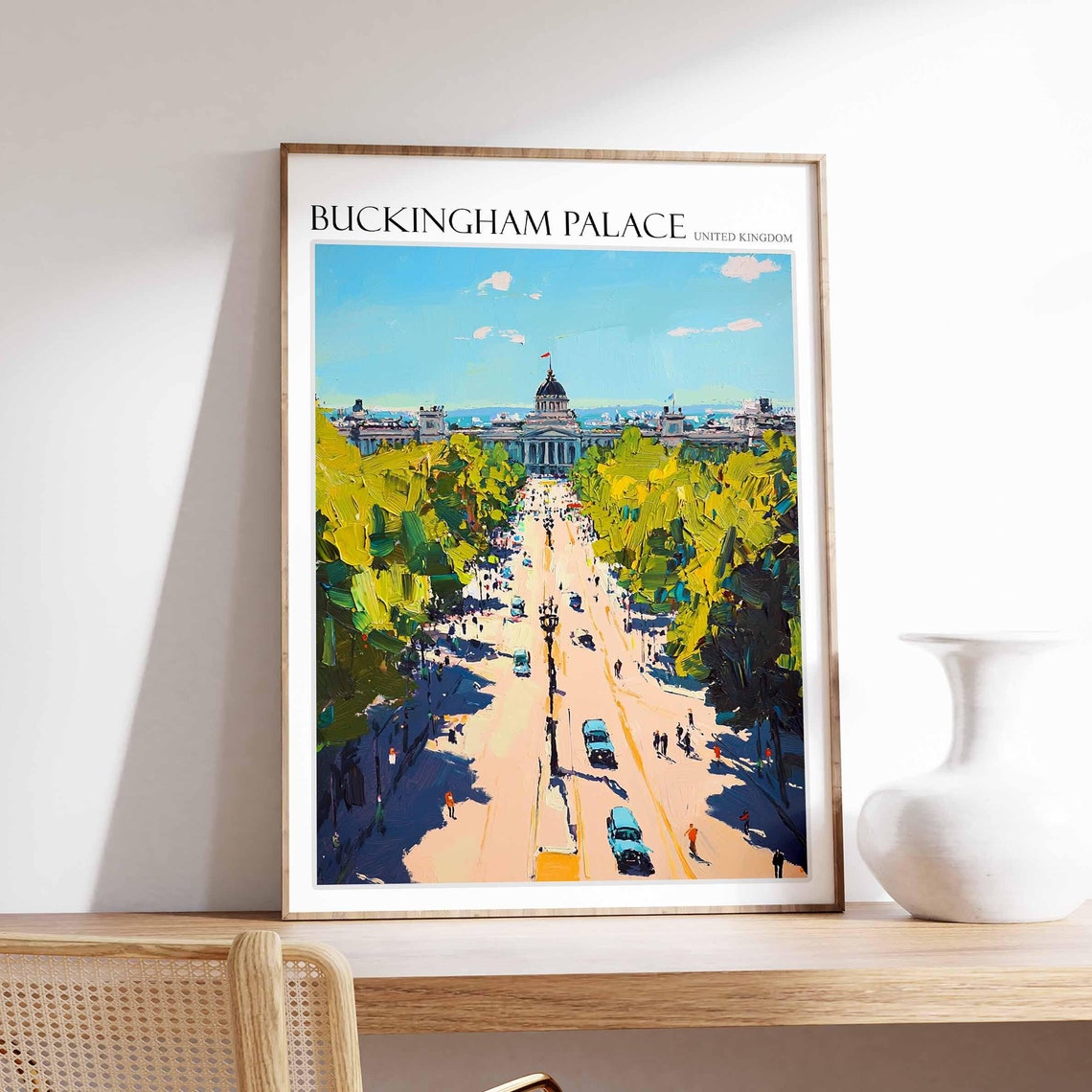Buckingham Palace Poster England Travel Print British Decor United Kingdom Travel Poster City Print Buckingham Palace Travel Poster