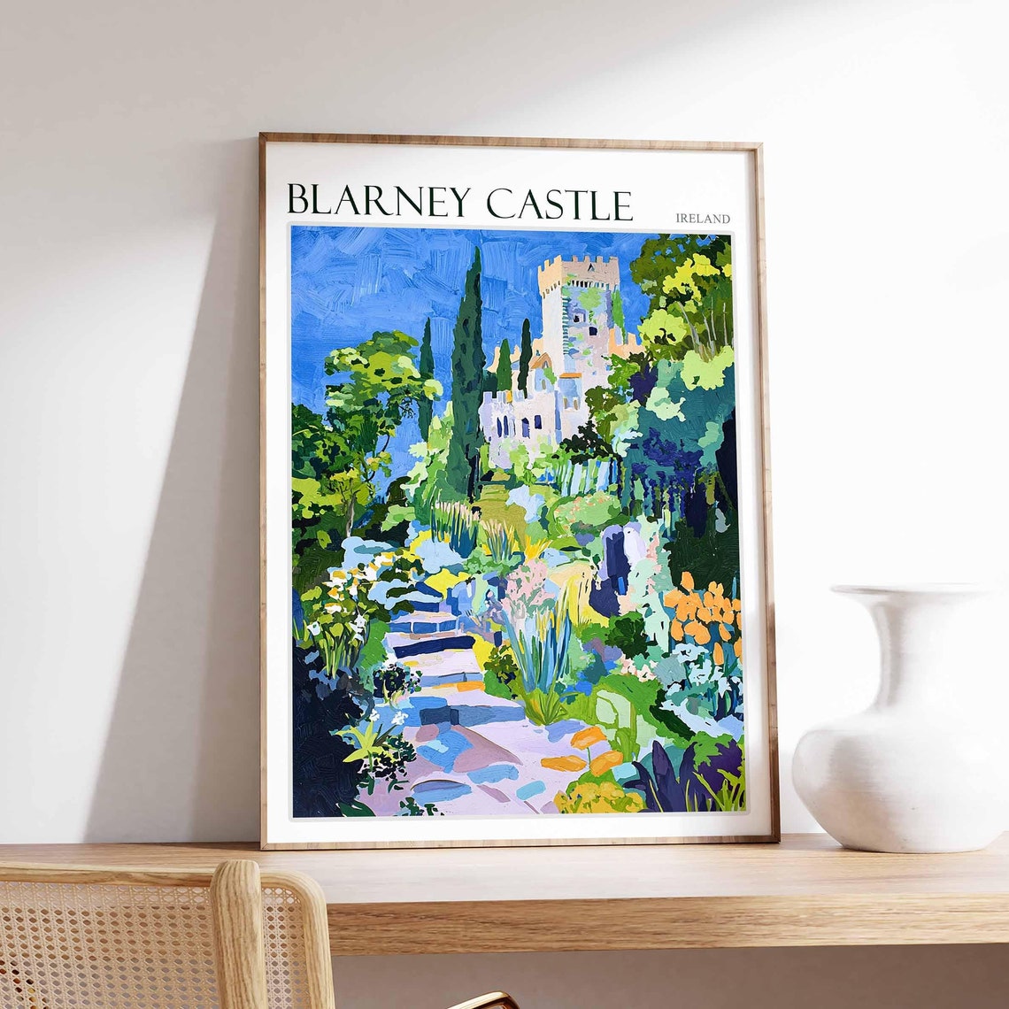 Blarney Castle Ireland Flower Gardens Colorful Painterly Poster