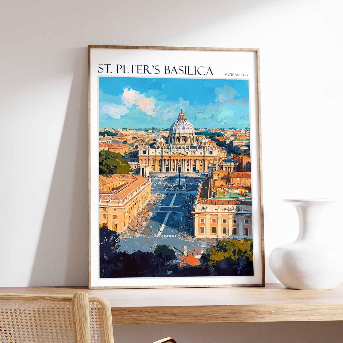 St. Peter's Basilica Square Aerial View Vatican City Travel Poster