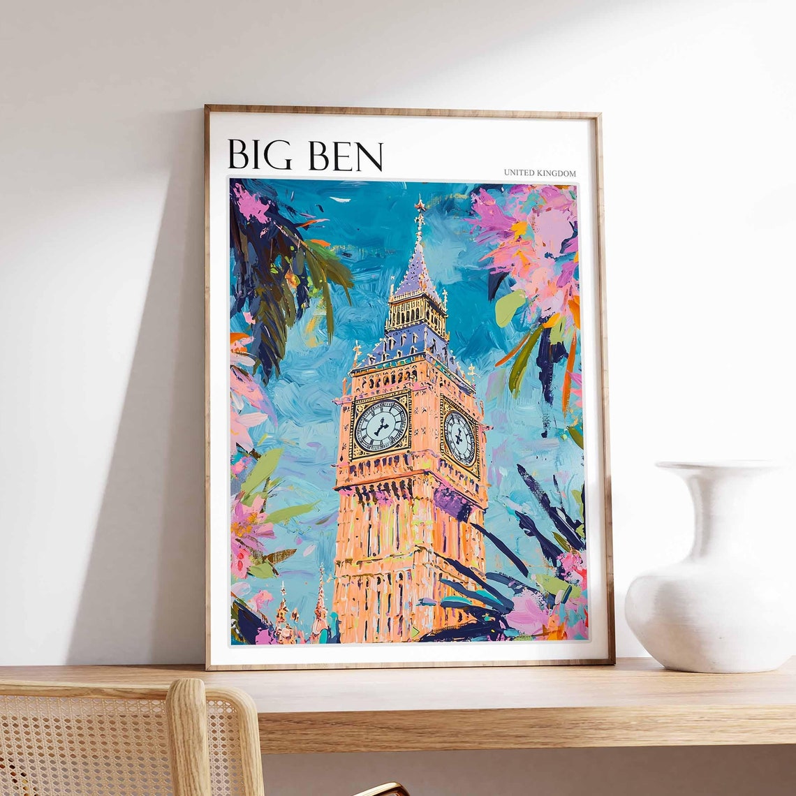 Big Ben Poster England Travel Print British Decor United Kingdom Travel Poster City Print Big Ben Gift Big Ben Travel Poster