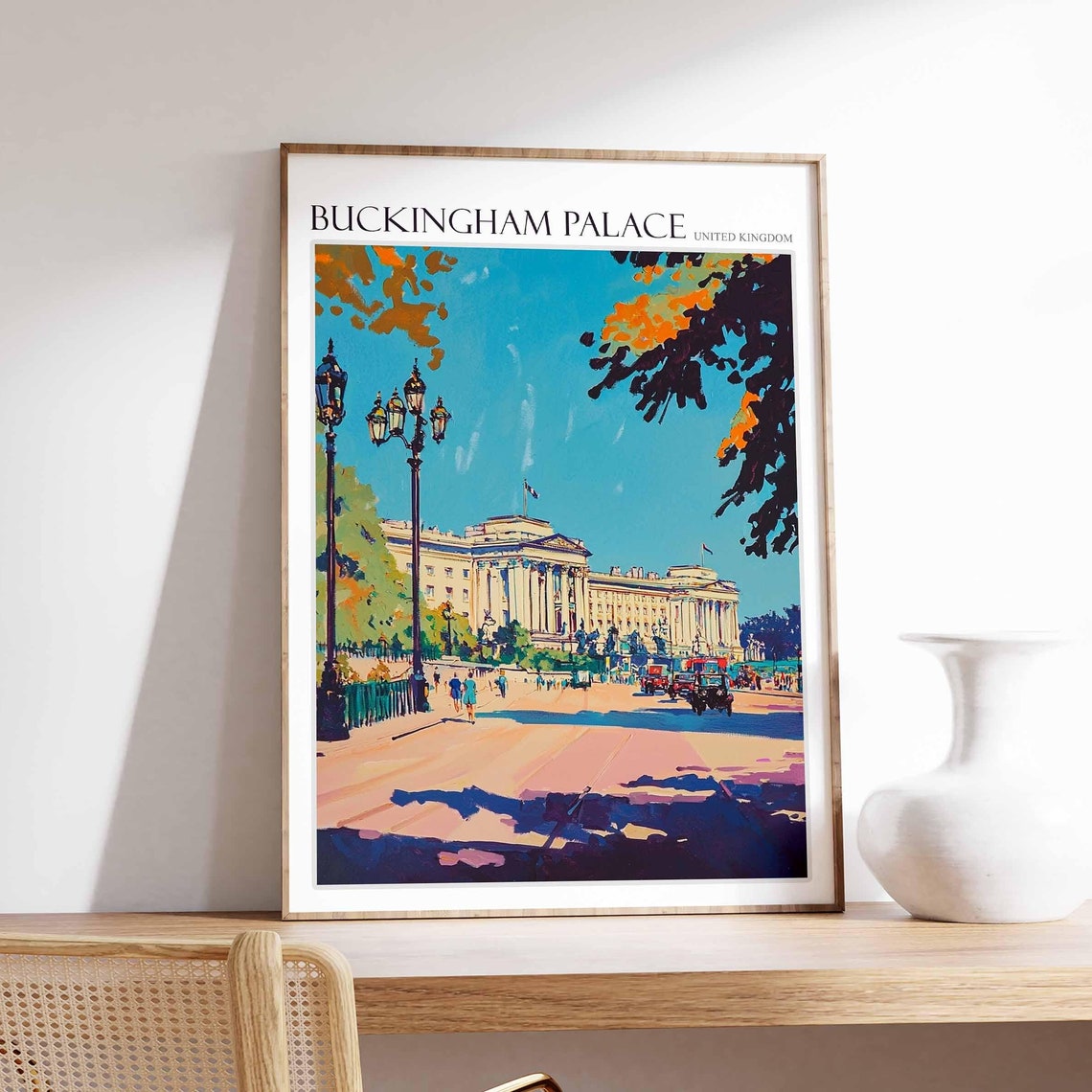 Buckingham Palace Poster England Travel Print British Decor United Kingdom Travel Poster City Print Buckingham Palace Travel Poster