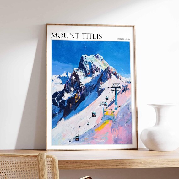 Mount Titlis Poster Mount Titlis Travel Print Swiss Decor Europe Travel Poster European Wall Art Switzerland Wall Art Mountain Poster