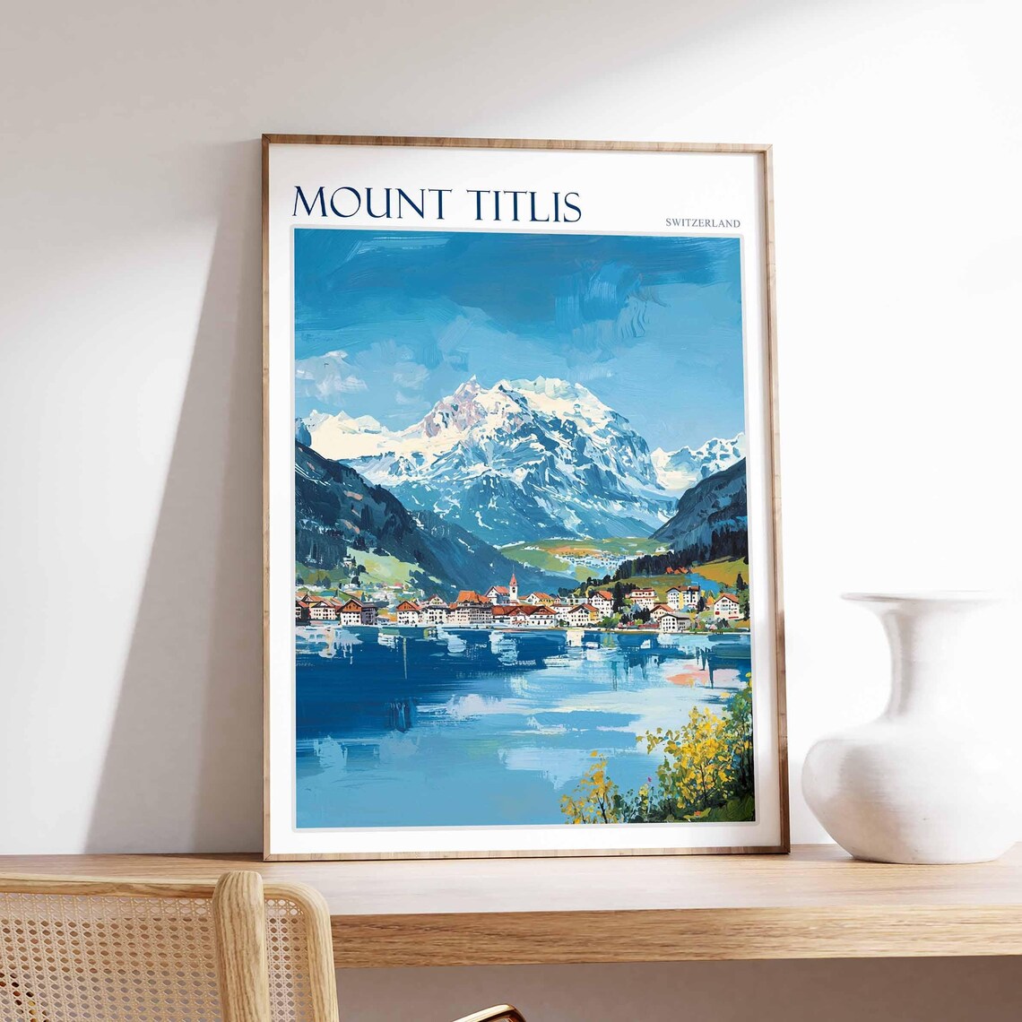 Mount Titlis Poster Mount Titlis Travel Print Swiss Decor Europe Travel Poster European Wall Art Switzerland Wall Art Mountain Poster