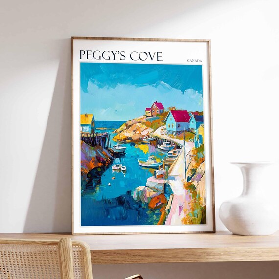 Peggys Cove Poster Peggys Cove Travel Print Tropical Decor Coastal Art Canadian Decor Canada Travel Print Canada Gift